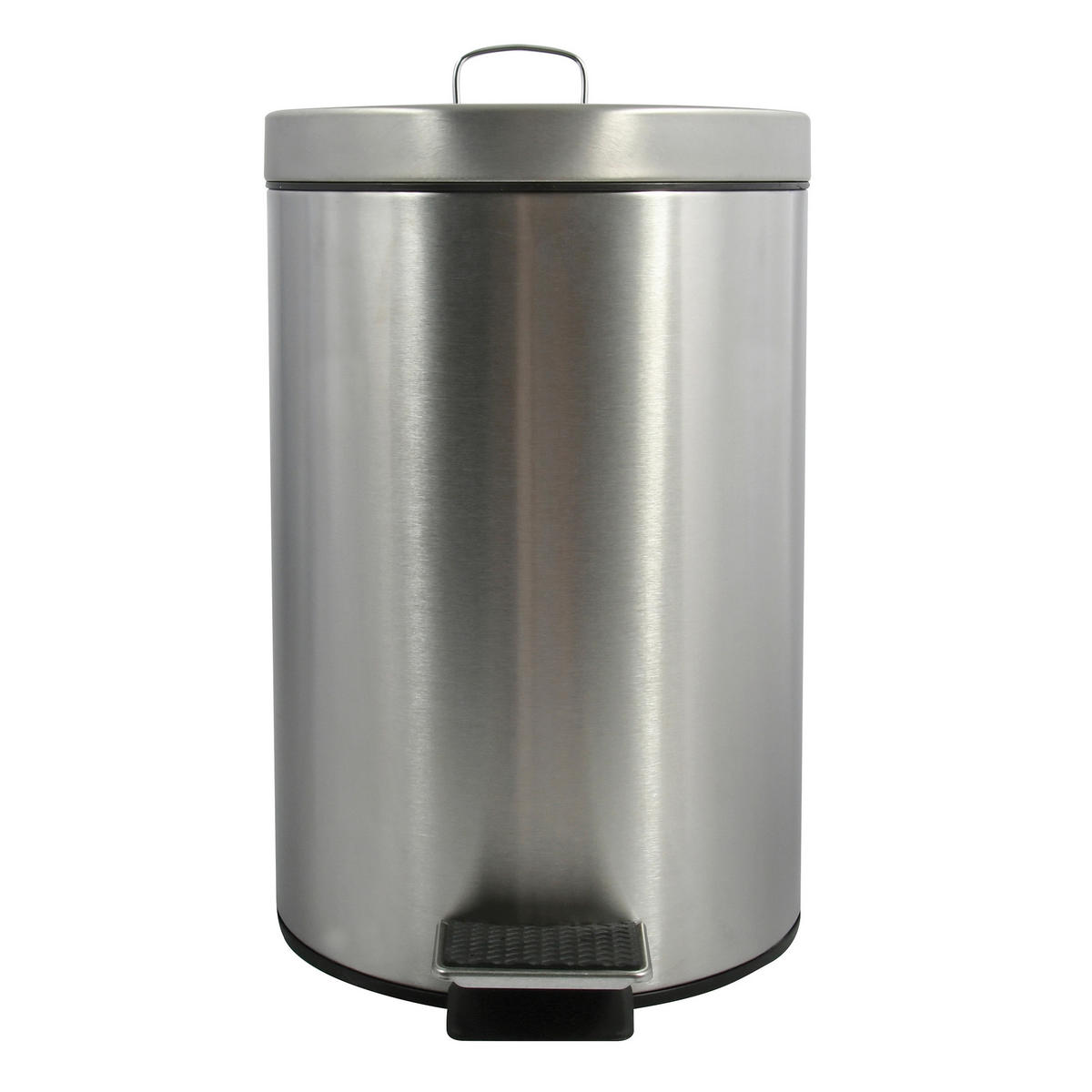 TRETEIMER BRUSHED FINISH 12 L  - Edelstahlfarben/Schwarz, Basics, Kunststoff/Metall (25/39/25cm) - Spirella