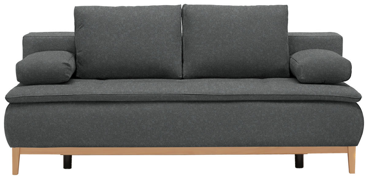 BOXSPRINGSOFA in Webstoff Grau  - Eichefarben/Beige, Design, Holz/Textil (202/78/93/100cm) - Venda