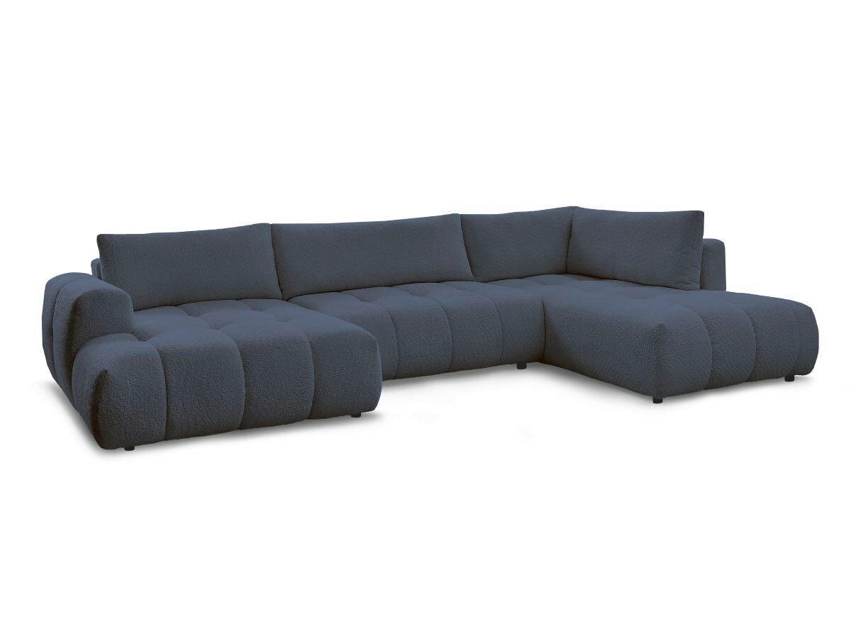 WOHNLANDSCHAFT  FUJI  Dunkelblau Bouclé  - Schwarz/Dunkelblau, MODERN, Kunststoff/Textil (160/377/204cm)