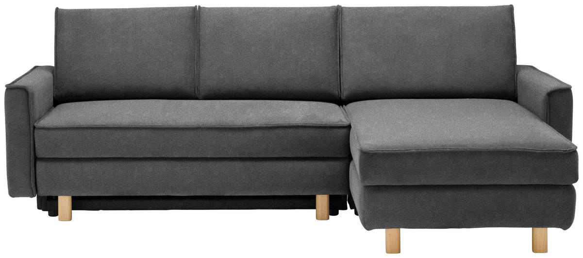 ECKSOFA  in Chenille Dunkelgrau  237/155/170 cm  - Eichefarben/Dunkelgrau, KONVENTIONELL, Holz/Textil (237/155/170cm) - Sedda