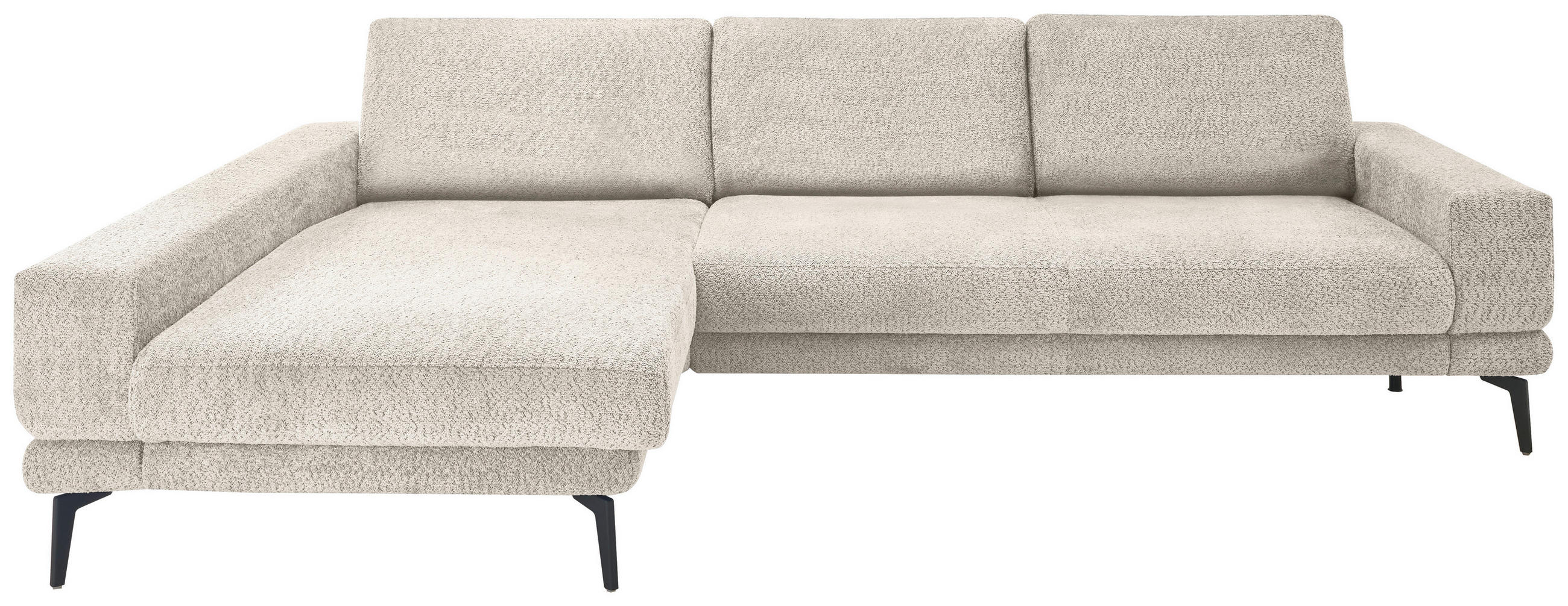 ECKSOFA Sandfarben Chenille  - Sandfarben/Schwarz, KONVENTIONELL, Textil/Metall (184/294cm) - SetOne by Musterring