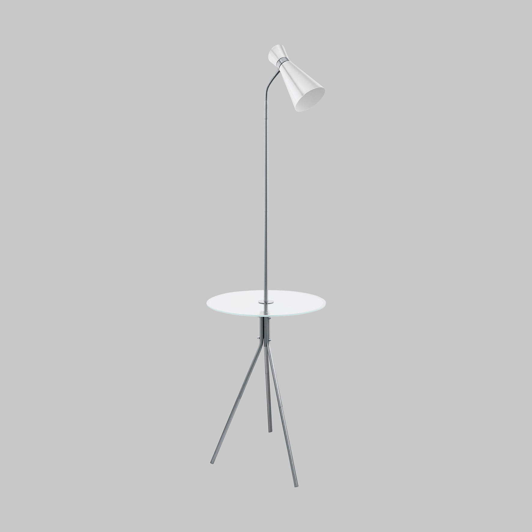 STEHLEUCHTE 46/158,5 cm    - Weiß/Nickelfarben, MODERN, Glas/Metall (46/158,5cm)