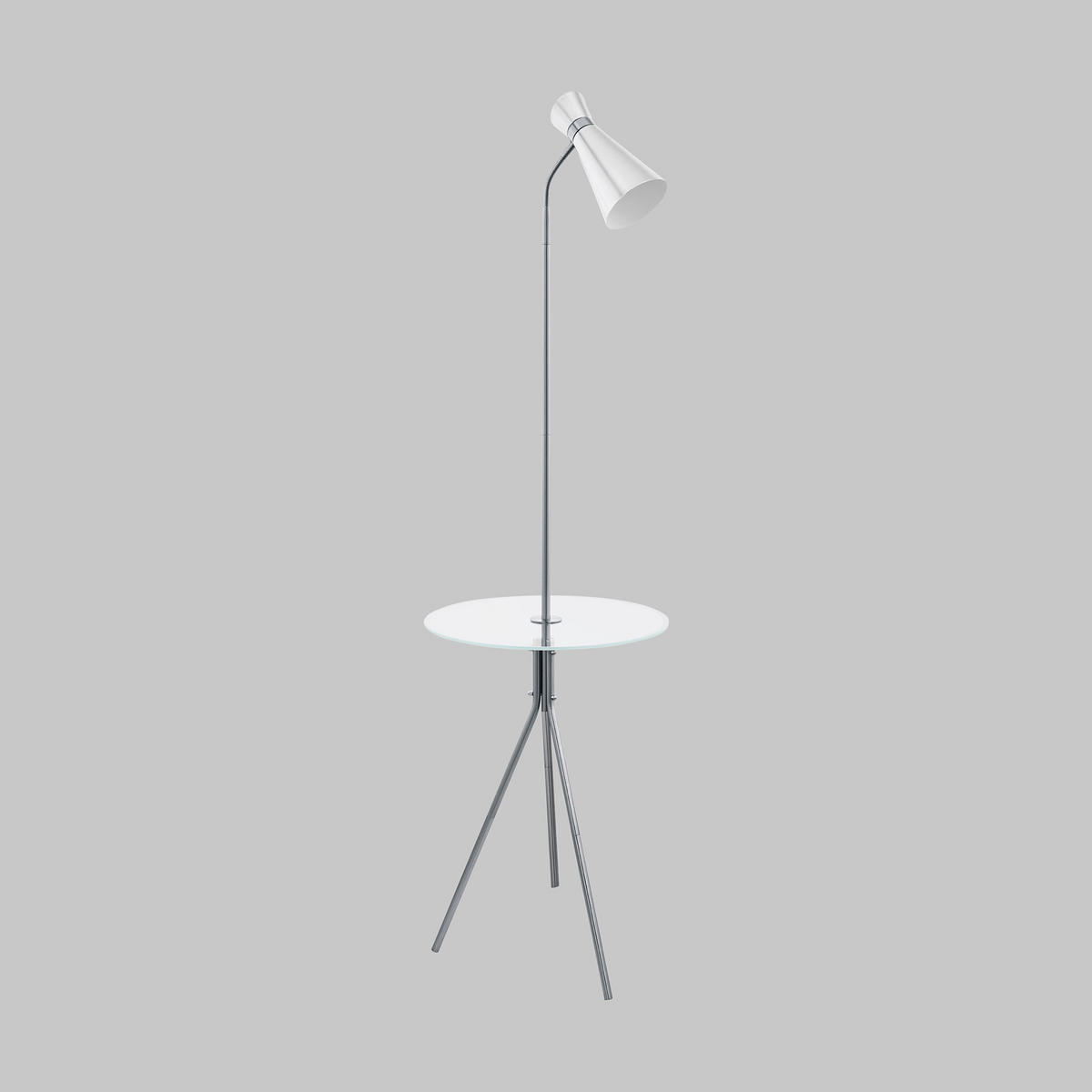 GOLVLAMPA 46/158,5 cm    - vit/nickelfärgad, Modern, metall/glas (46/158,5cm) - Eglo