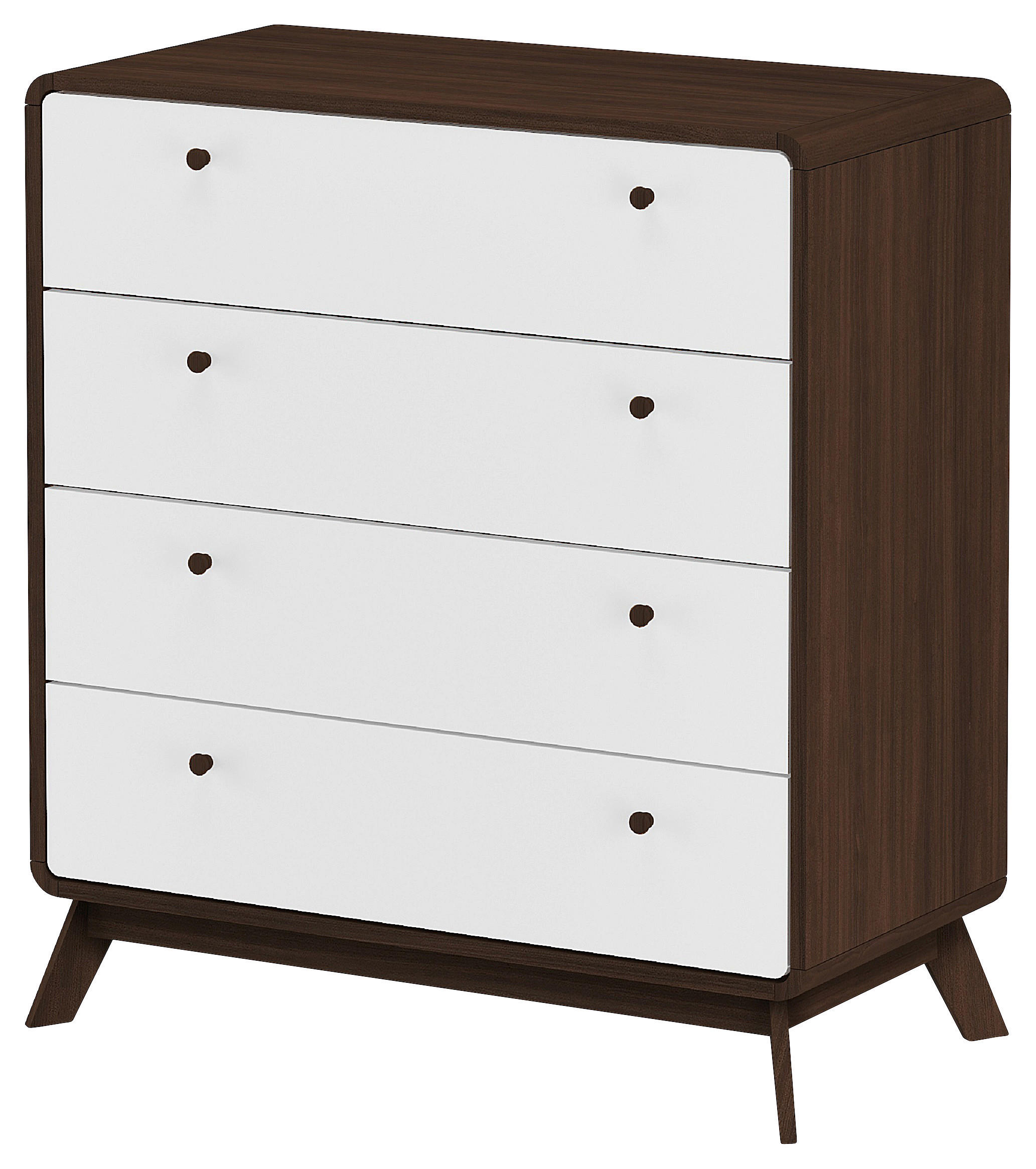 KOMMODE Cassie, 80/88/39 cm, 4 Schublade(n)  - Walnussfarben/Weiß, Design, Holzwerkstoff (80/88/39cm) - MID.YOU