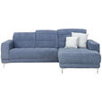 ECKSOFA in Webstoff Blau  - Chromfarben/Blau, Design, Textil/Metall (260/187cm) - Xora