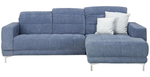 ECKSOFA in Webstoff Blau  - Chromfarben/Blau, Design, Textil/Metall (260/187cm) - Xora