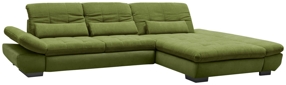 SEDEŽNA GARNITURA, gladka tkanina zelena  - črna/zelena, Design, kovina/tekstil (341/204cm) - Xora