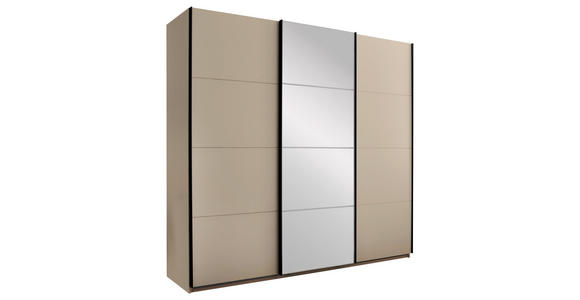 SCHWEBETÜRENSCHRANK  in Kaschmir  - Kaschmir/Schwarz, KONVENTIONELL, Glas/Holzwerkstoff (215/204/63cm) - Carryhome