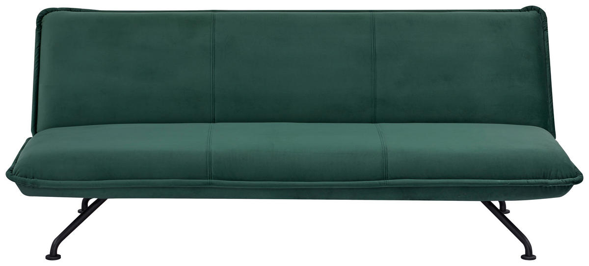 SCHLAFSOFA  in Velours Grün  - Schwarz/Grün, MODERN, Textil/Metall (190/79/89cm) - MID.YOU