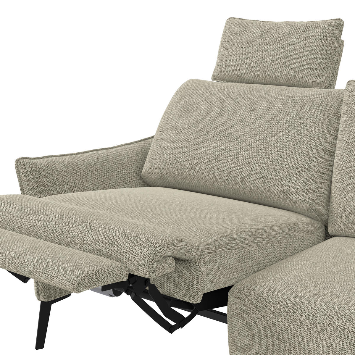 3-SITZER-SOFA Chenille Beige  - Beige/Schwarz, Konventionell, Textil/Metall (184/90/92cm) - Elegando