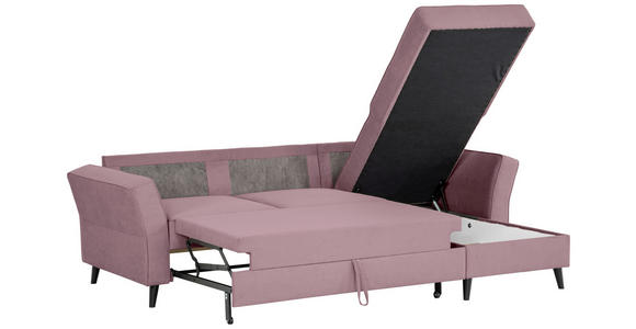 ECKSOFA in Velours Rosa  - Schwarz/Rosa, KONVENTIONELL, Holz/Textil (244/159cm) - Carryhome