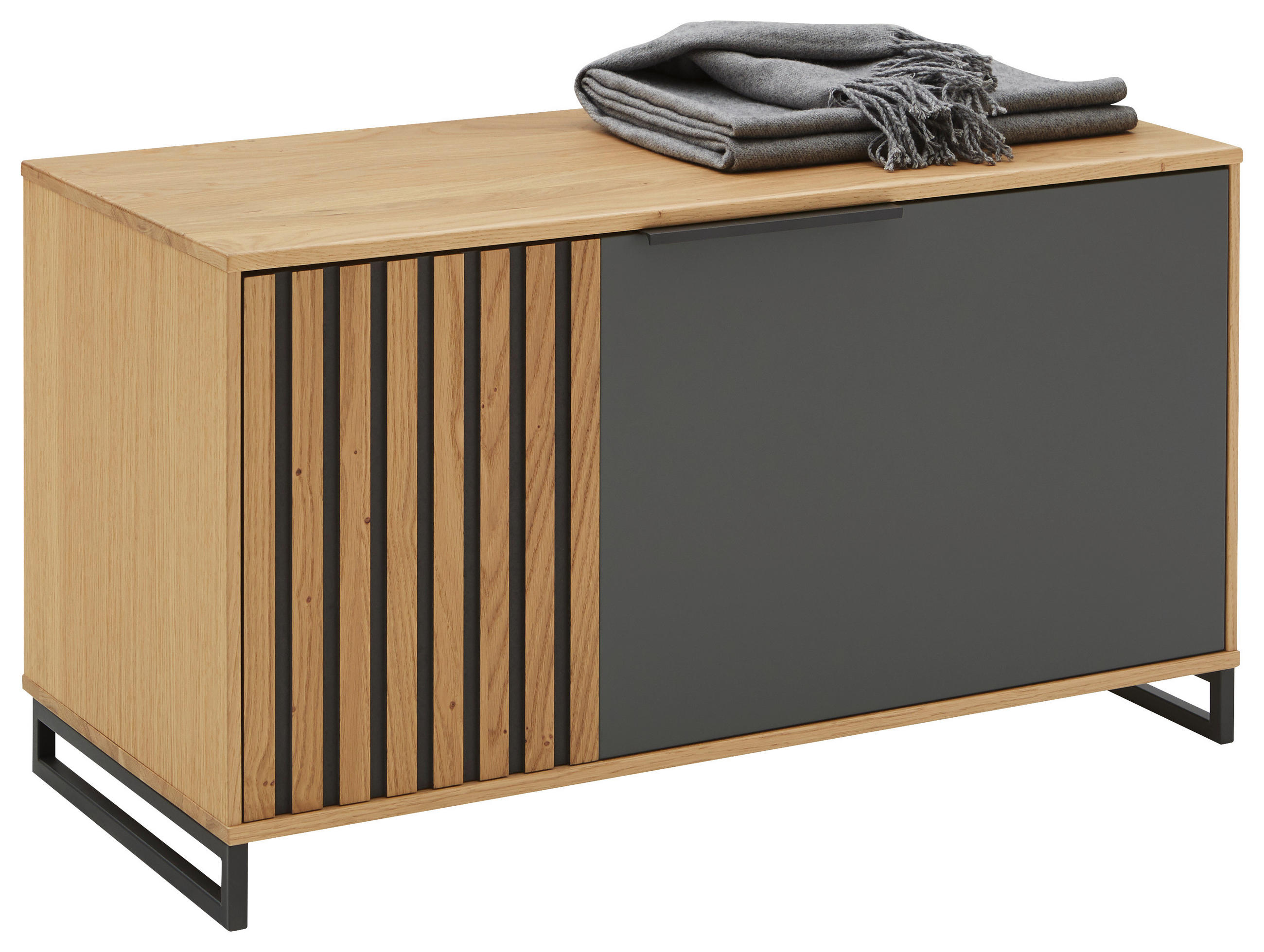 GARDEROBENBANK Eiche teilmassiv Grau, Eichefarben, Eiche Bianco  - Eiche Bianco/Eichefarben, Design, Holz/Metall (86/47/40cm) - Dieter Knoll