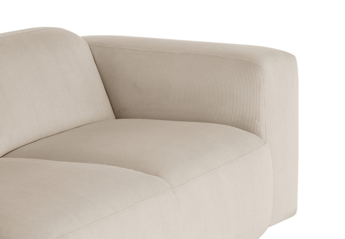 ECKSOFA in Cord Beige  - Beige/Schwarz, Design, Kunststoff/Textil (200/304cm) - MID.YOU