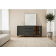 SIDEBOARD  166/76,3/41,5 cm 3 Schublade(n)  - Schwarz/Grau, Design, Glas/Holzwerkstoff (166/76,3/41,5cm) - Novel