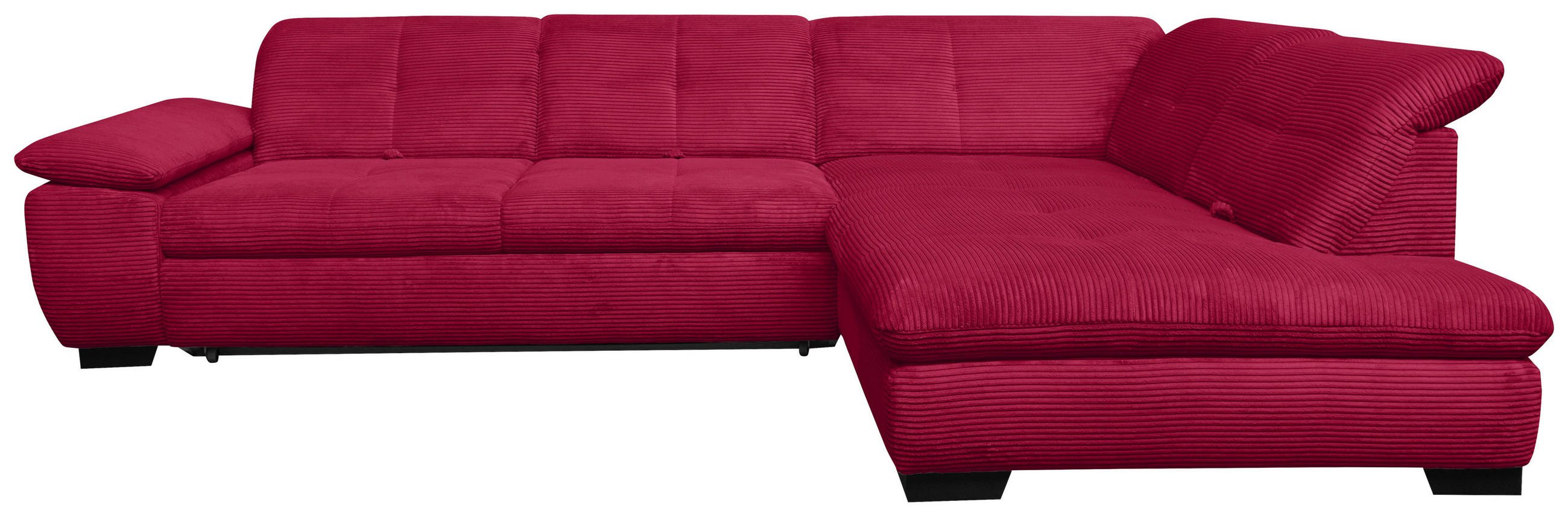 ECKSOFA in Cord Rot  - Rot/Schwarz, Design, Textil/Metall (313/242cm) - Xora