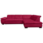 ECKSOFA in Cord Rot  - Rot/Schwarz, Design, Textil/Metall (313/242cm) - Xora