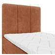 BOXBETT 80/200 cm,  in Rotbraun, Matratze, gepolstertes Kopfteil, Bettkasten, Topper, H3 = fest  - Rotbraun/Schwarz, Design, Holzwerkstoff/Kunststoff (80/200cm) - Esposa