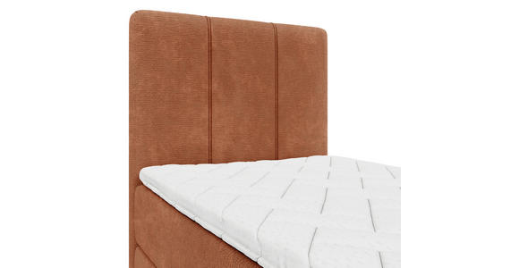 BOXBETT 80/200 cm,  in Rotbraun, Matratze, gepolstertes Kopfteil, Bettkasten, Topper, H3 = fest  - Rotbraun/Schwarz, Design, Holzwerkstoff/Kunststoff (80/200cm) - Esposa
