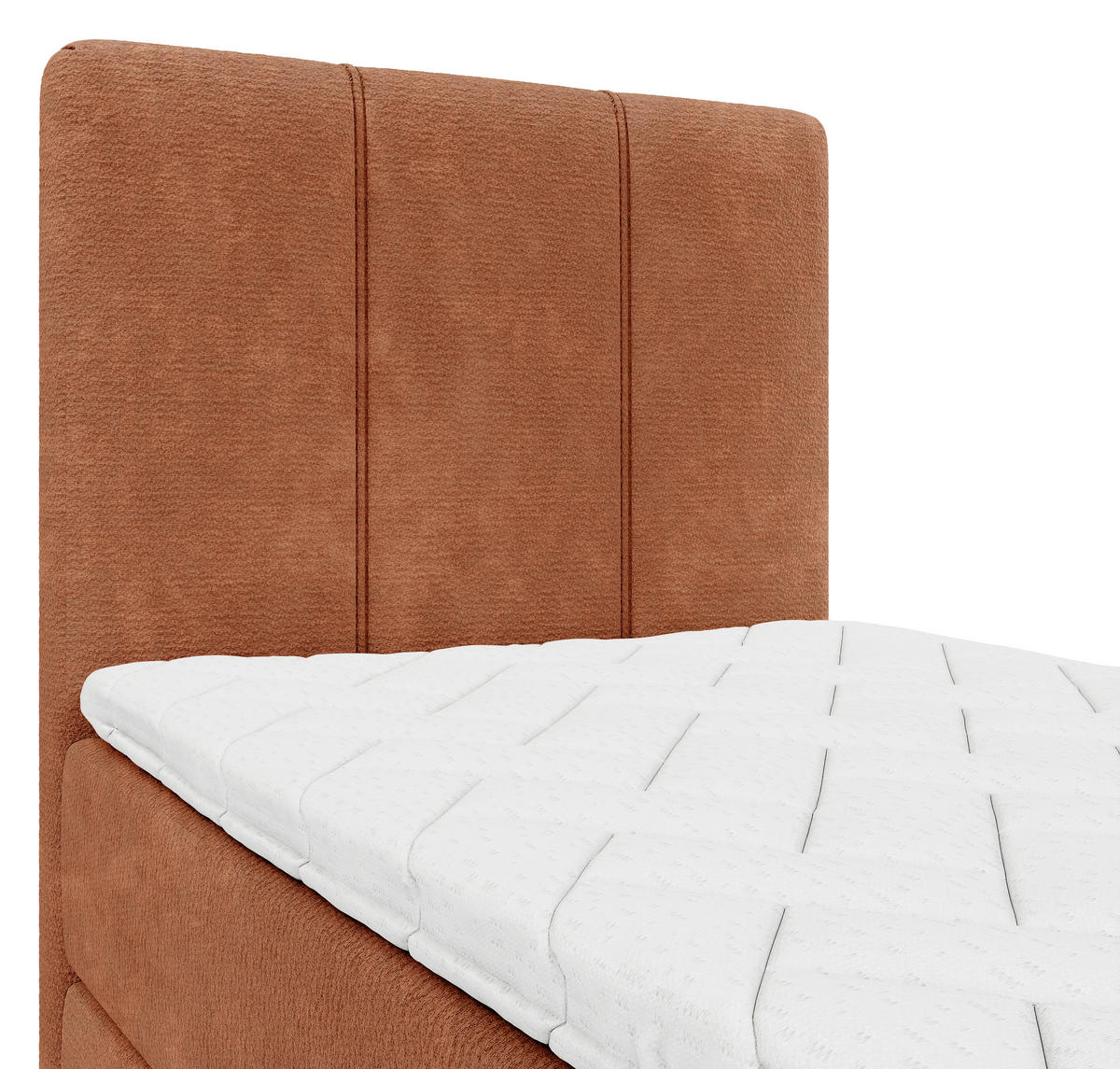 BOXBETT 70/200 cm,  in Rotbraun, Matratze, gepolstertes Kopfteil, Bettkasten, Topper, H3 = fest  - Rotbraun/Schwarz, Design, Holzwerkstoff/Kunststoff (70/200cm) - Esposa