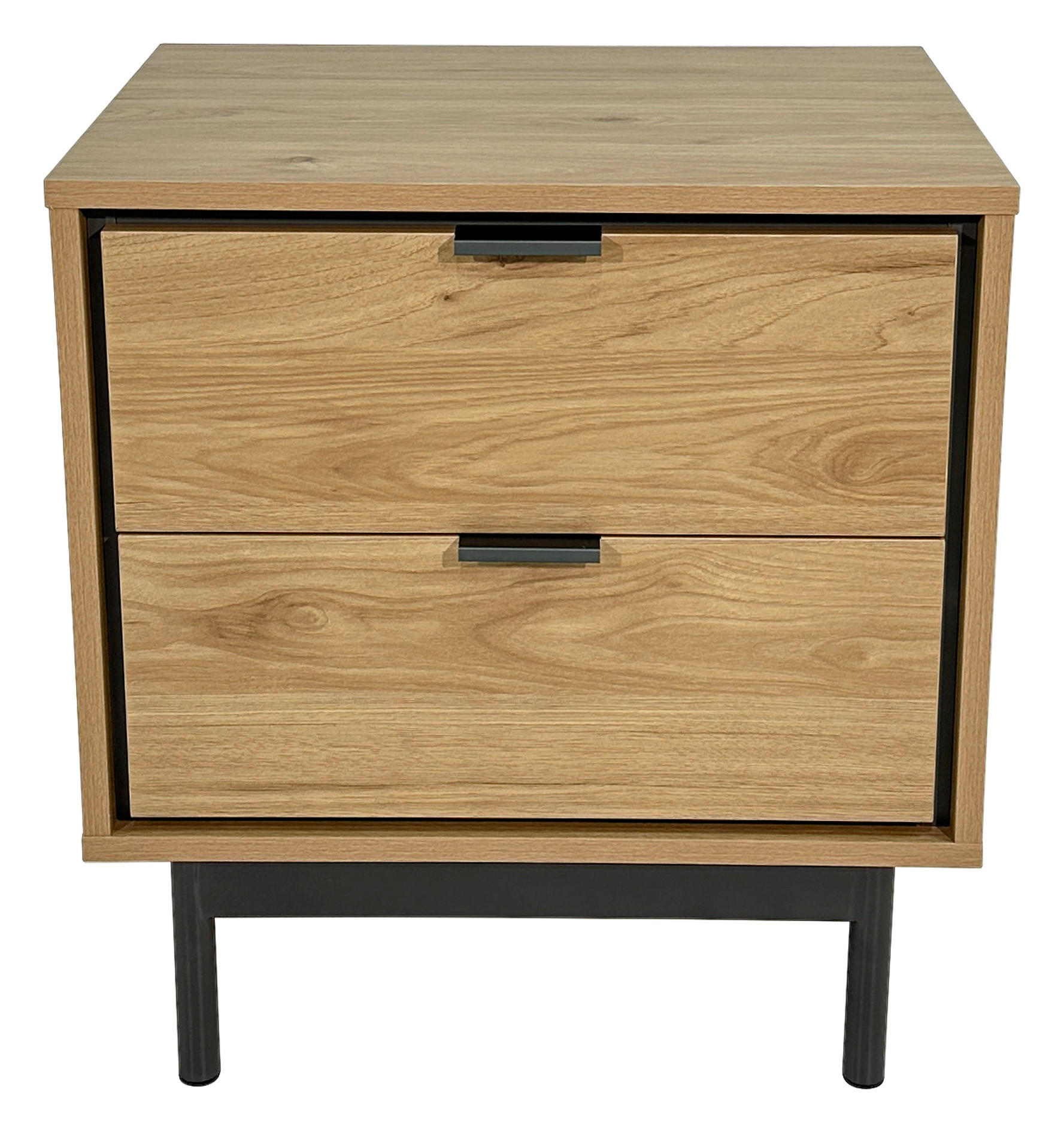 NACHTKÄSTCHEN in Eichefarben, Anthrazit  - Eichefarben/Anthrazit, Design, Holzwerkstoff/Metall (53/56,2/40cm) - Xora