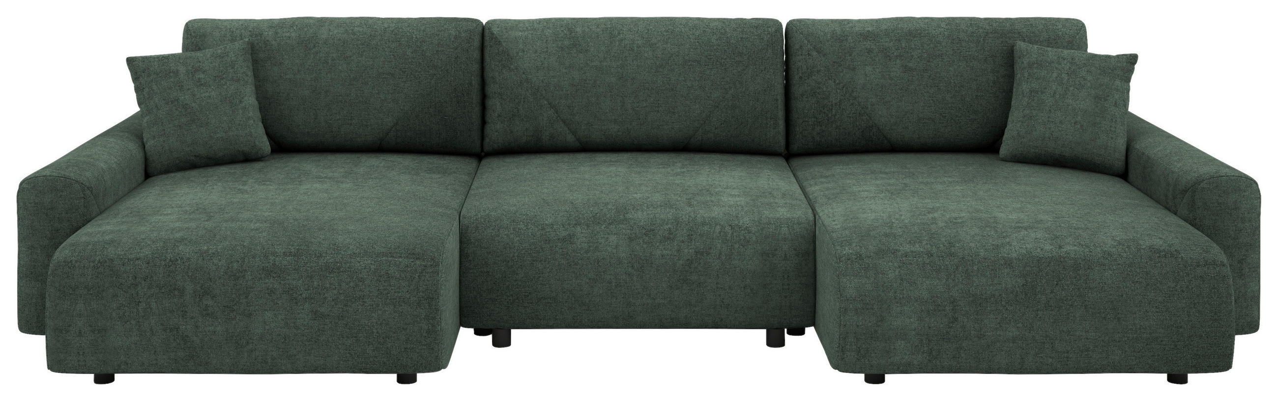 Wohnlandschaft inkl.Funktionen Grün Webstoff  - Schwarz/Grün, MODERN, Kunststoff/Textil (168/337/168cm) - Stylife