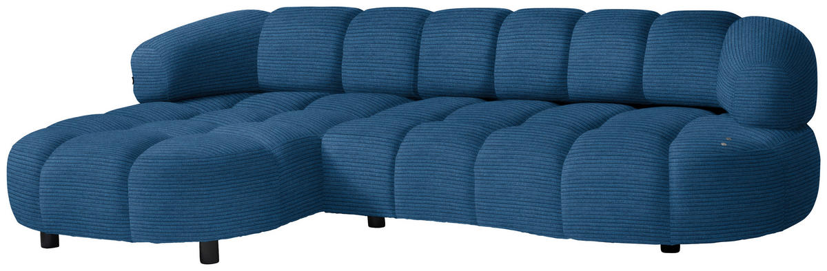 ECKSOFA in Cord, Velours Blau  - Blau/Schwarz, Design, Holz/Textil (183/284cm) - Welnova