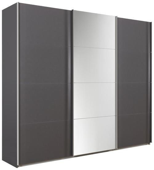 SCHWEBETÜRENSCHRANK  in Dunkelgrau  - Chromfarben/Dunkelgrau, Design, Glas/Holzwerkstoff (270/230/62cm) - Xora