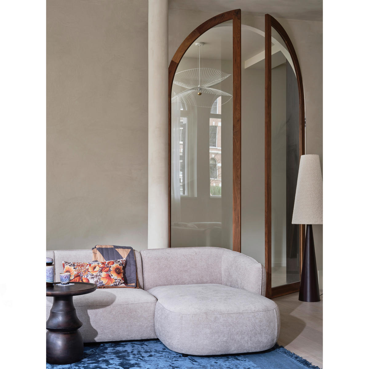 ECKSOFA Polly in Webstoff Sandfarben   - Sandfarben/Schwarz, Design, Kunststoff/Textil (245/353/150cm) - Livetastic