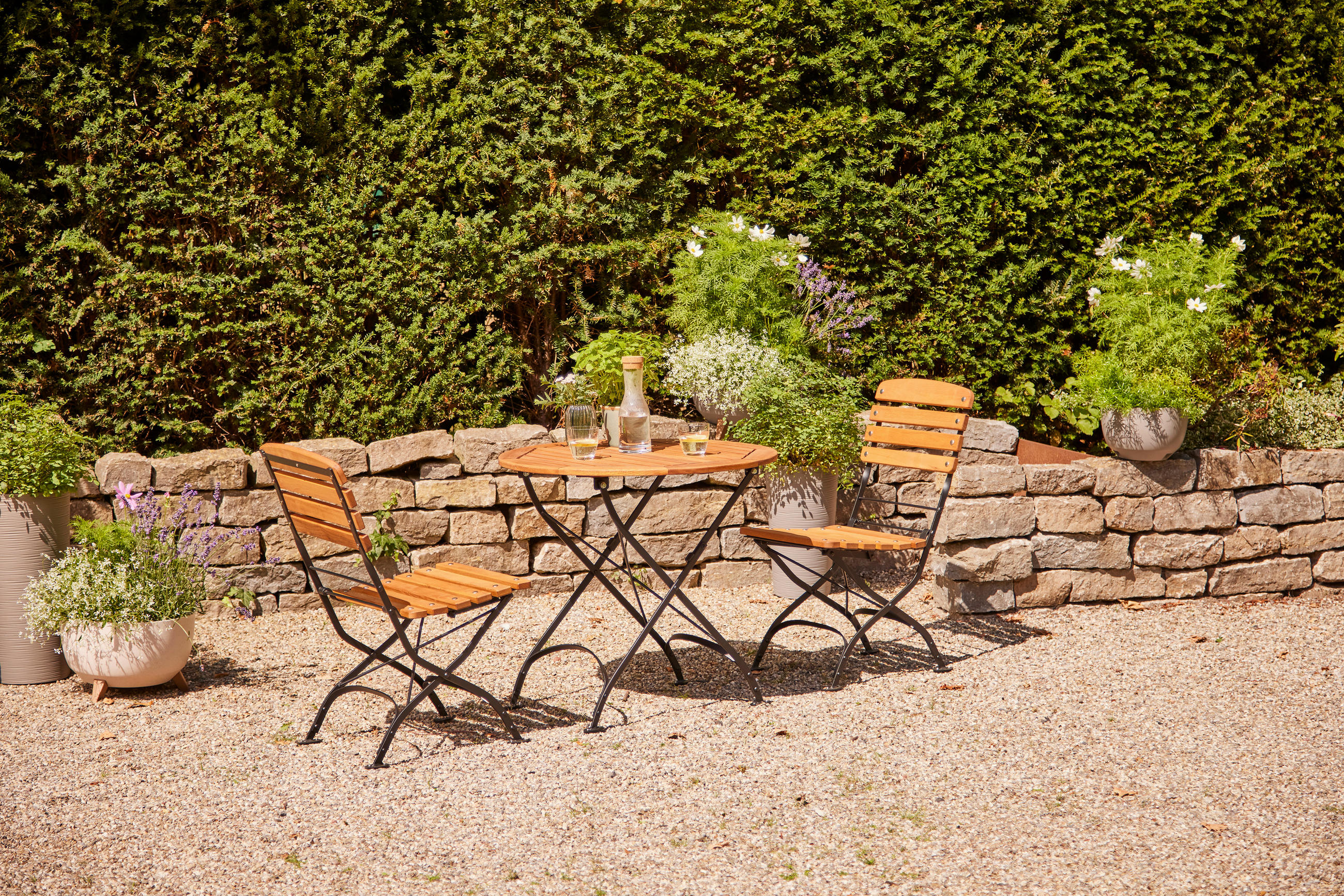 GARTENKLAPPTISCH 85/85/78 cm - Robinienfarben/Schwarz, KONVENTIONELL, Holz/Metall (85/85/78cm) - Siena Garden