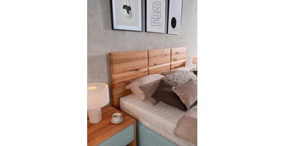 POLSTERBETT Matratze, Lattenrost, Bettkasten Buchefarben, Mintgrün 180/200 cm  - Buchefarben/Weiß, Design, Holz/Textil (180/200cm) - Valnatura