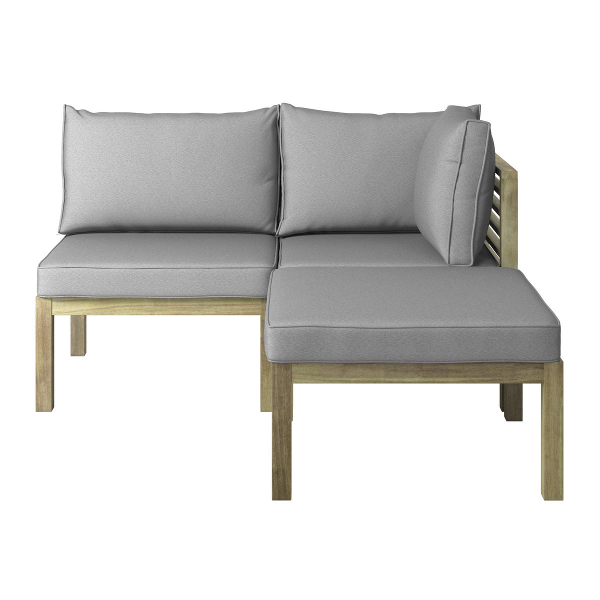 BALKONSET  10-teilig  - Hellgrau/Akaziefarben, Natur, Holz/Textil (165/65/65cm) - Ambia Garden
