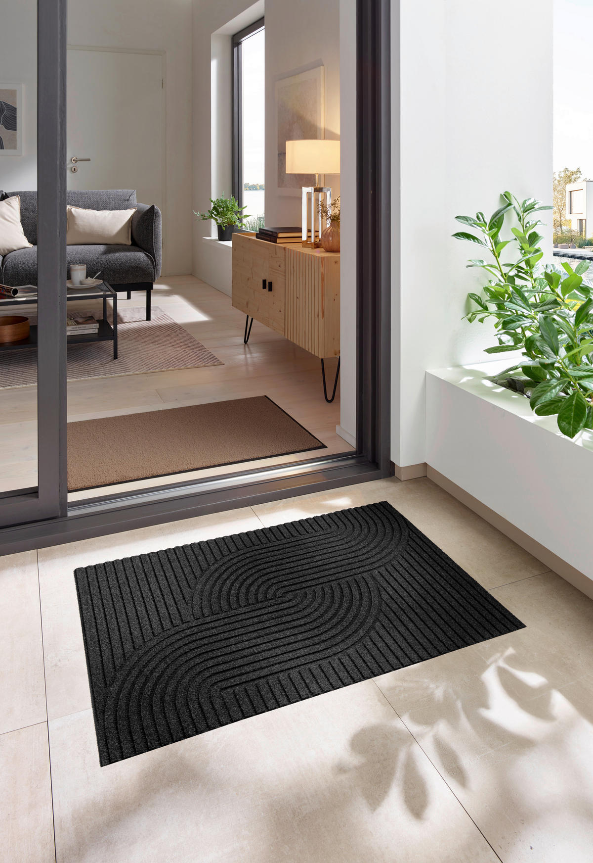 FUßMATTE 60/90 cm Loop dark grey  - Grau, Design, Kunststoff/Textil (60/90cm) - wash+dry