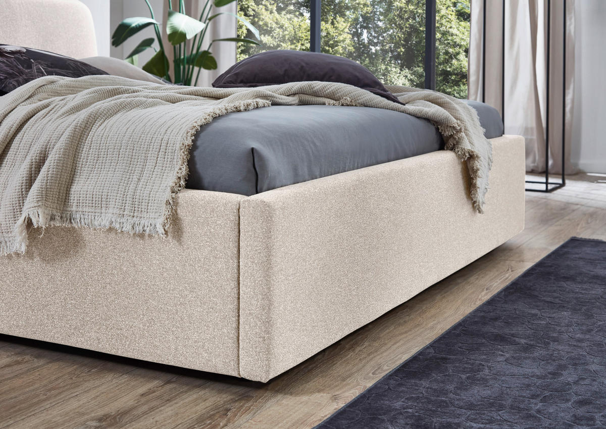 POLSTERBETT 180/200 cm,  in Beige,  - Beige/Schwarz, Design, Holz/Textil (180/200cm) - Stylife