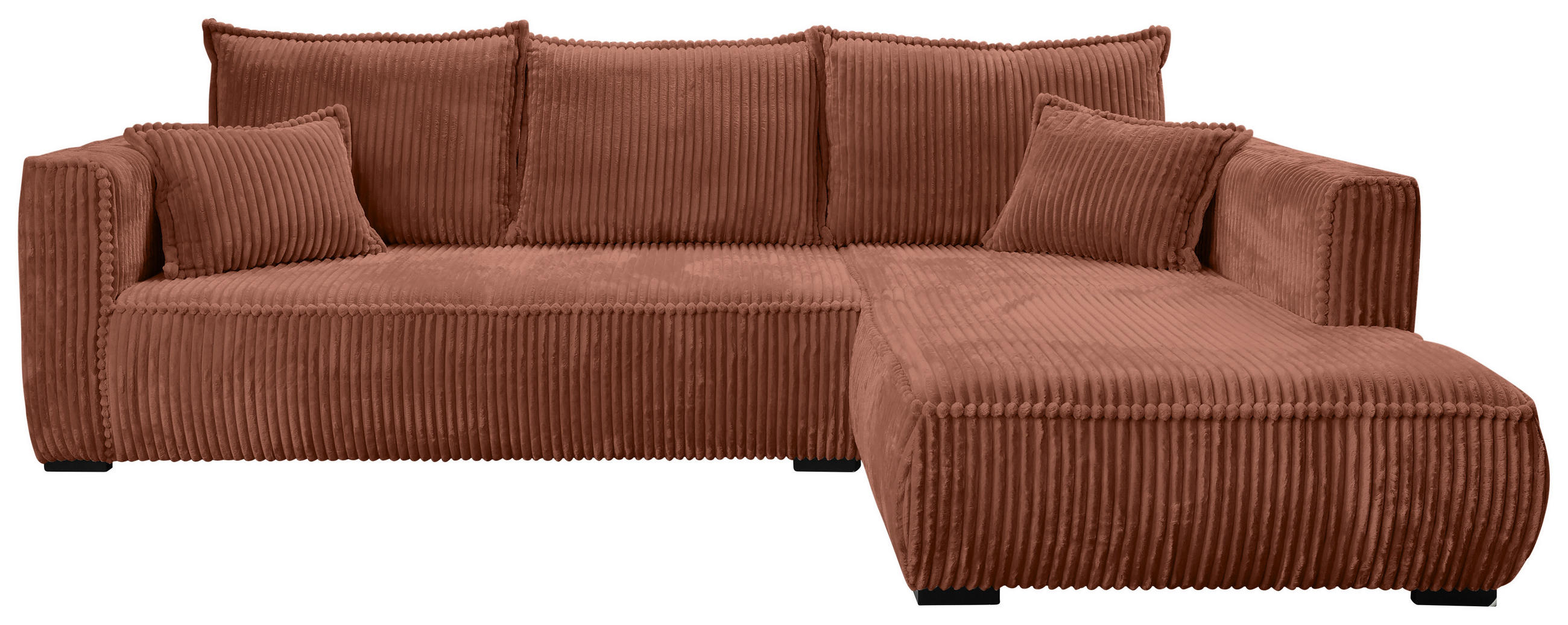ECKSOFA in Cord Bronzefarben  - Schwarz/Bronzefarben, Modern, Holz/Textil (322/208cm) - MID.YOU