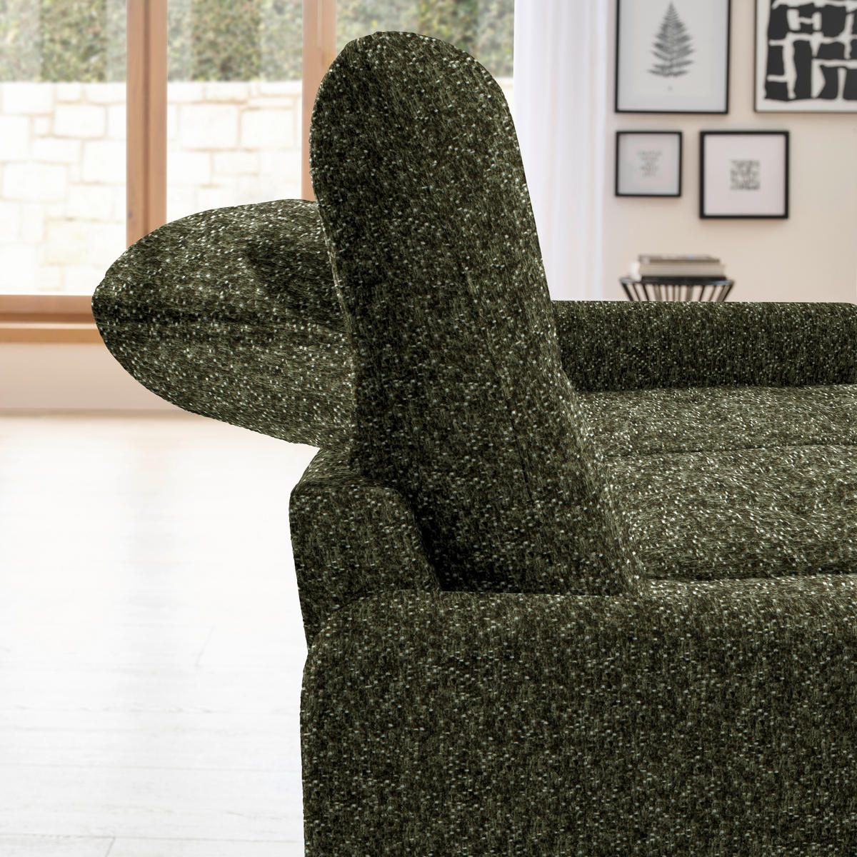 CloseUp von Livetastic ECKSOFA Olivgrün Chenille.