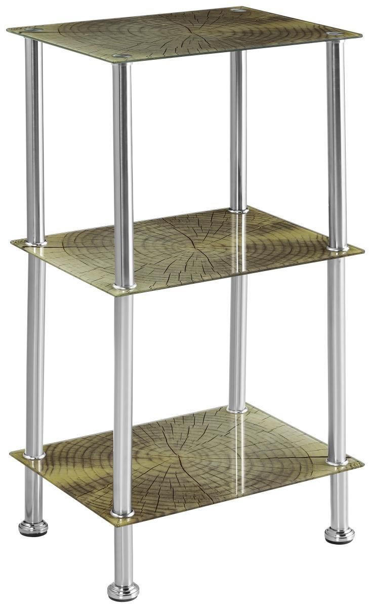 Regal mit Glasfächern Bedruckt Glare B 40cm, Edelstahl/Braun