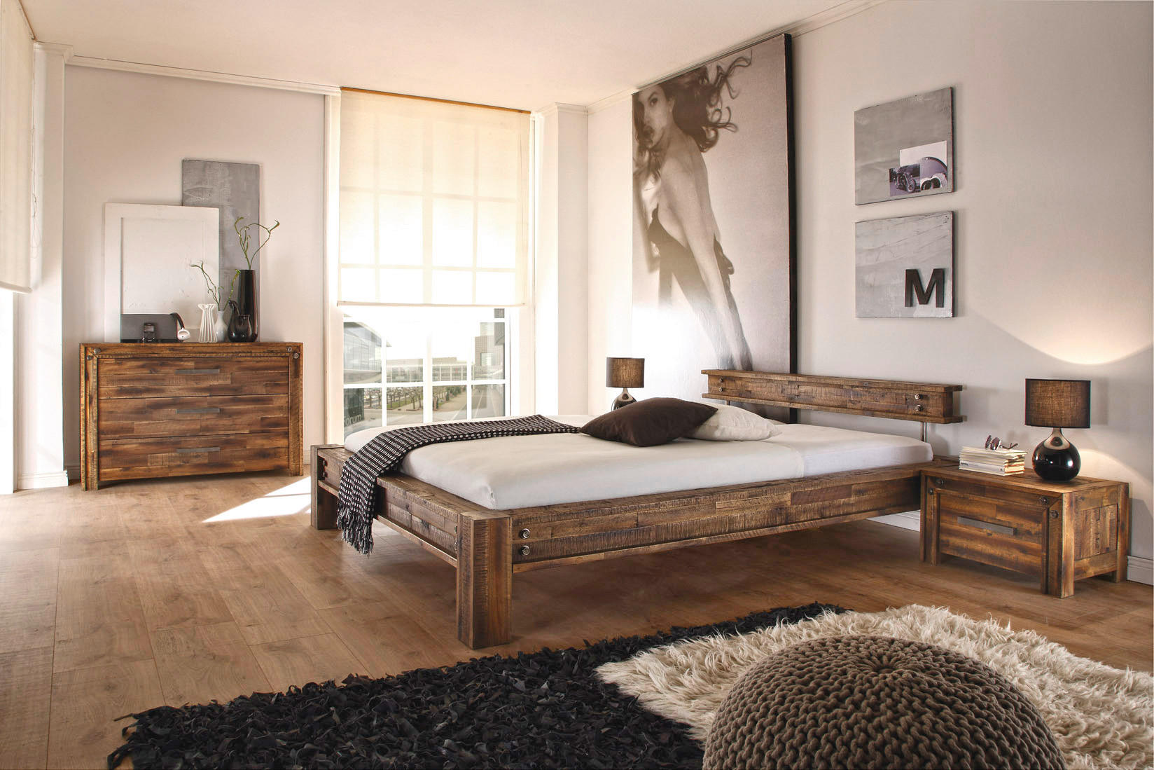 BALKENBETT 180/200 cm  in Akaziefarben  - Akaziefarben, Design, Holz (180/200cm) - Hasena