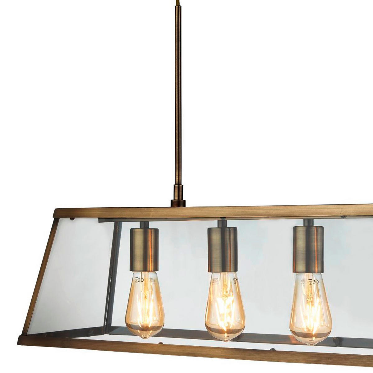 HÄNGELEUCHTE Voyager 90/20/100 cm   - Messingfarben, MODERN, Glas/Metall (90/20/100cm) - Searchlight