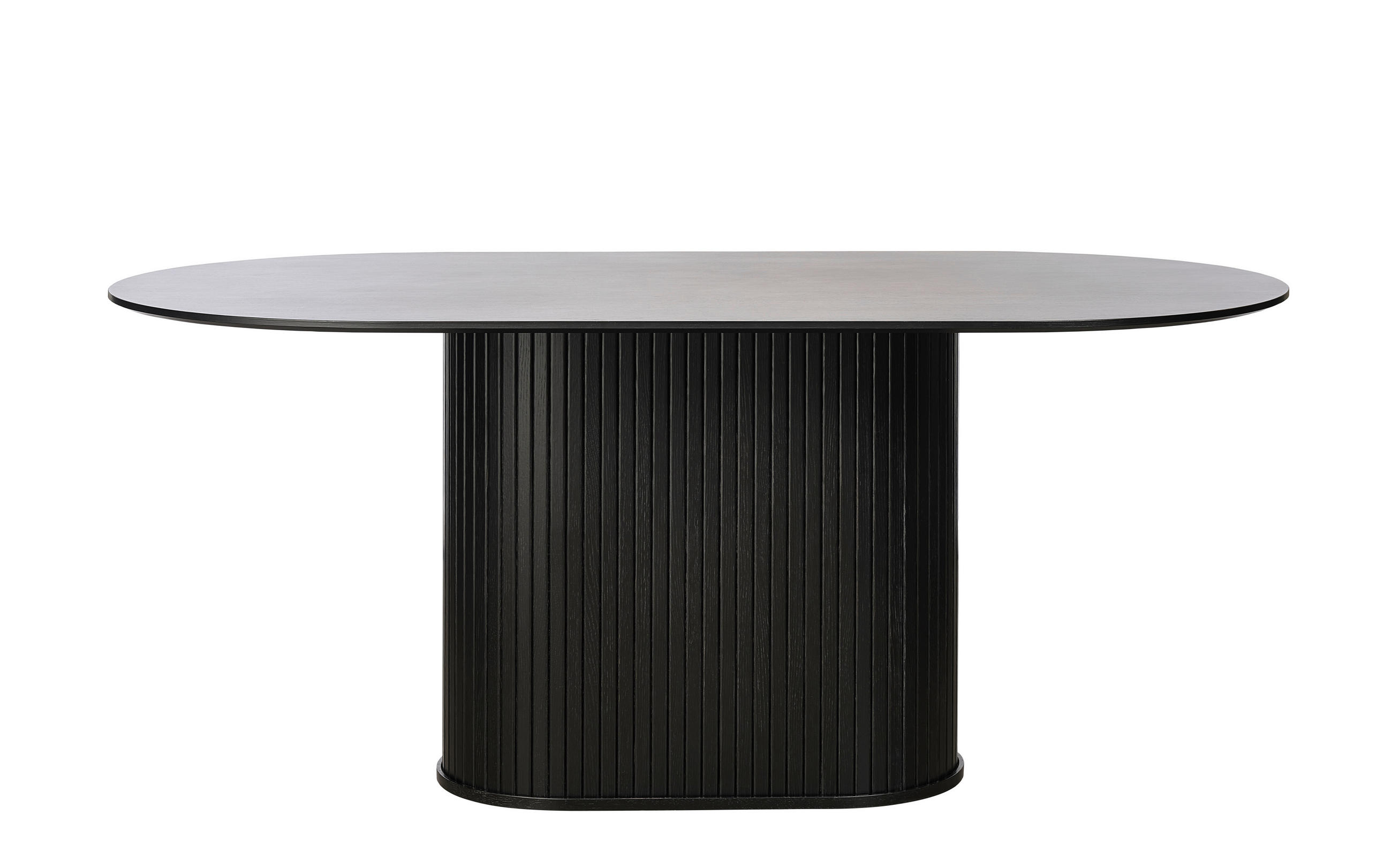 ESSTISCH furniert oval Schwarz, Eichefarben  - Eichefarben/Schwarz, Trend, Holzwerkstoff (180/95/75cm) - home24