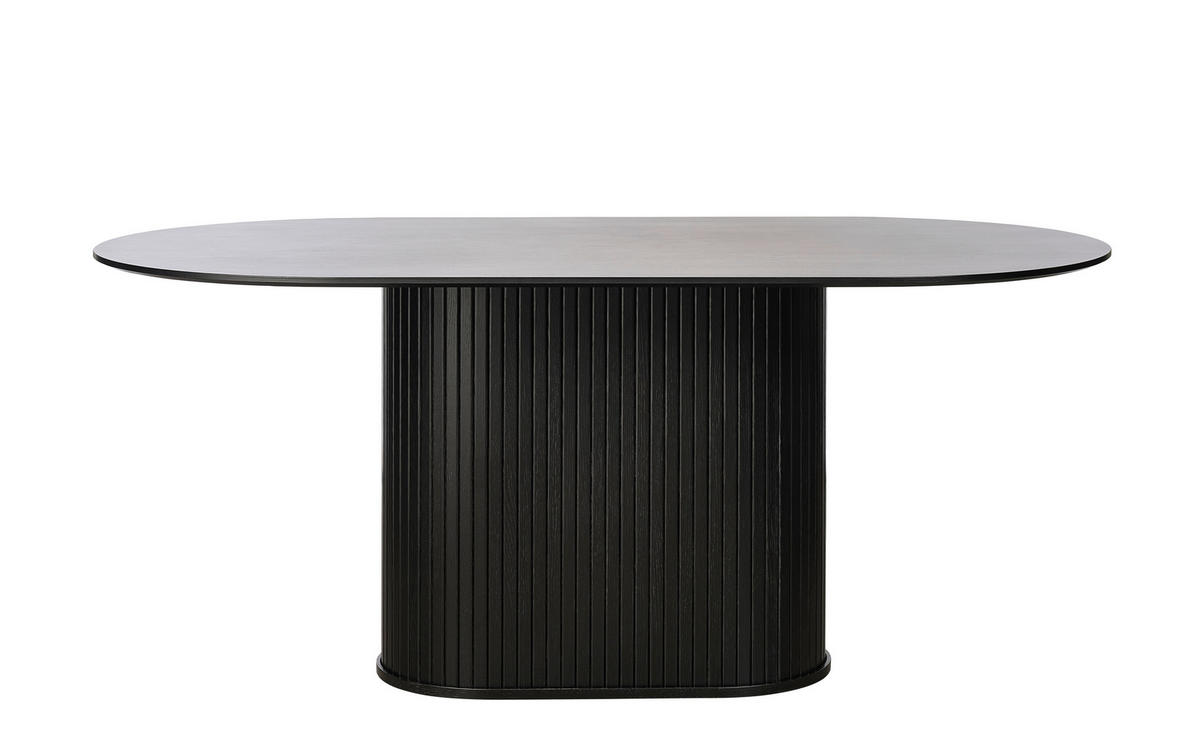 ESSTISCH furniert oval Schwarz, Eichefarben  - Eichefarben/Schwarz, Trend, Holzwerkstoff (180/95/75cm) - home24