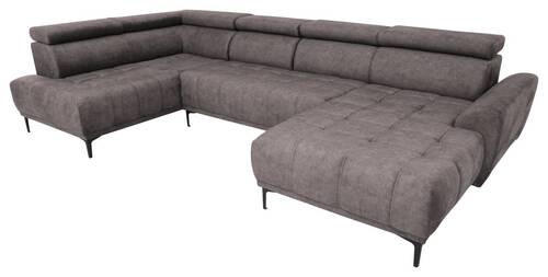 WOHNLANDSCHAFT in Velours Braun  - Schwarz/Braun, Design, Textil/Metall (191/340/172cm) - Stylife