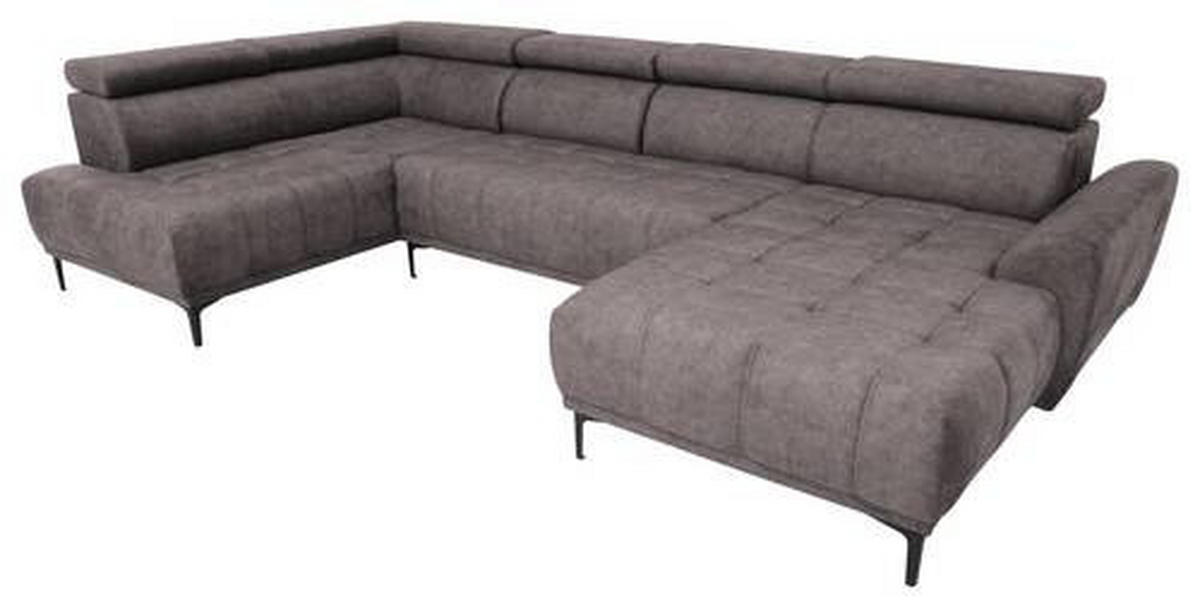 WOHNLANDSCHAFT in Velours Braun  - Schwarz/Braun, Design, Textil/Metall (191/340/172cm) - Stylife