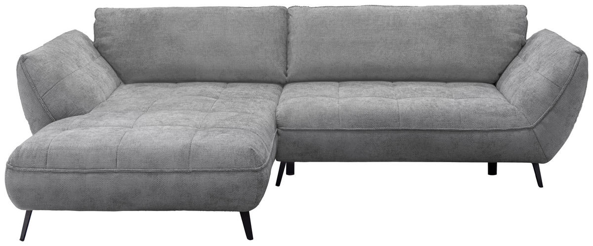 ECKSOFA SAMOA Grau Struktur  - Schwarz/Grau, Design, Textil/Metall (187/282cm) - Livetastic