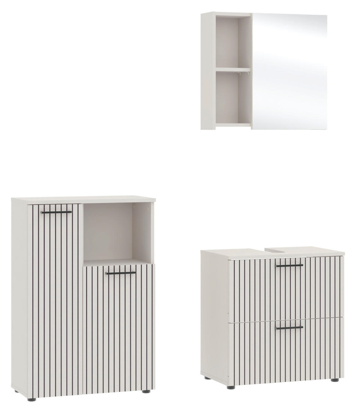 Baie 3 piese, 135 cm - cașmir/negru, Trend, metal/material pe bază de lemn (135cm) - Respekta
