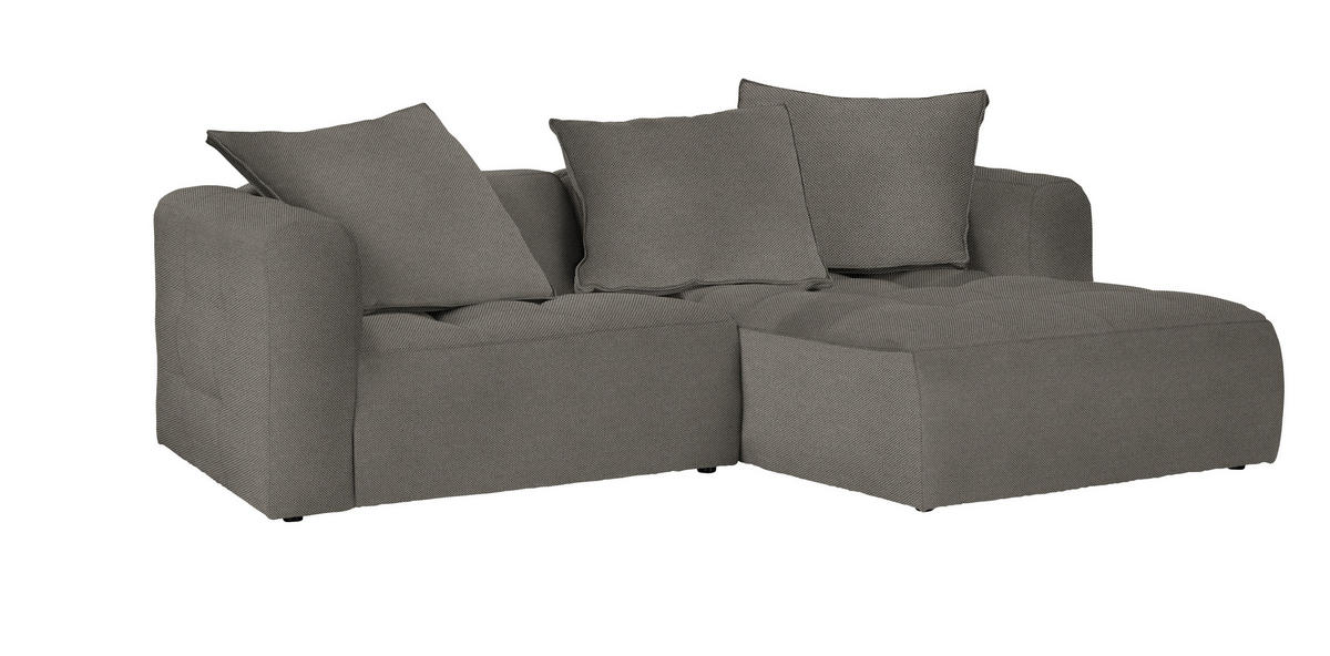 ECKSOFA in Webstoff Grau  - Schwarz/Grau, Lifestyle, Kunststoff/Textil (240/173cm) - Stylife