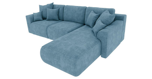 ECKSOFA  in Samt Blau  293/195 cm  - Chromfarben/Blau, KONVENTIONELL, Kunststoff/Textil (293/195cm) - Carryhome