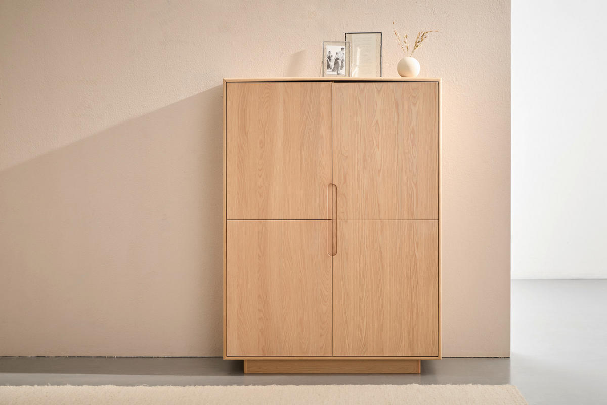 Comodă Înaltă 110/150/40 cm  - culoare lemn stejar/culoare natur, Design, lemn/material pe bază de lemn (110/150/40cm) - Livetastic