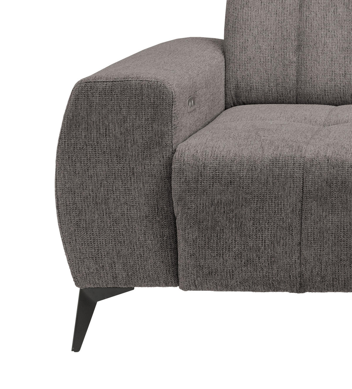 ECKSOFA in Chenille Graubraun  - Graubraun/Schwarz, Modern, Textil/Metall (261/200cm) - Livetastic