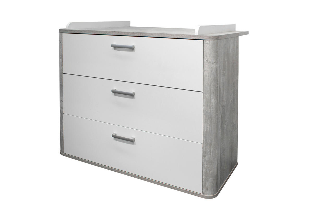 WICKELKOMMODE Frieda  - Silberfarben/Weiß, Basics, Holzwerkstoff/Kunststoff (100/93-98/45-71cm)