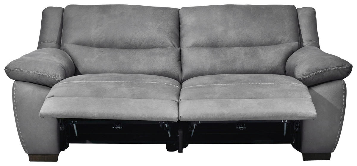 2,5-SITZER mit elektr.Funktion in Grau  - Wengefarben/Weiss, Konventionell, Holz/Textil (210/96/99cm) - Livetastic